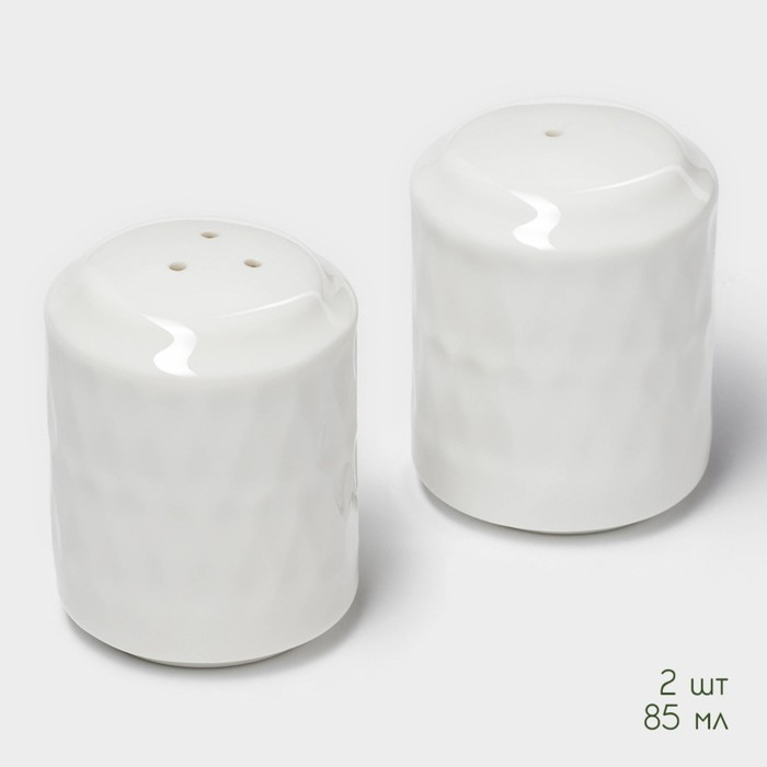 Набор фарфоровый для специй на деревянной подставке BellaTenero &laquo;Герда&raquo;, 2 предмета: солонка 85 мл, перечница 85 мл, цвет белый