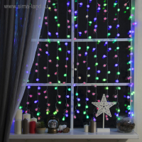 Гирлянда &laquo;Занавес&raquo; 2 &times; 1.5 м с насадками &laquo;Ёжики&raquo;, IP20, прозрачная нить, 360 LED, свечение мульти (RG/RB), мигание, 220 В