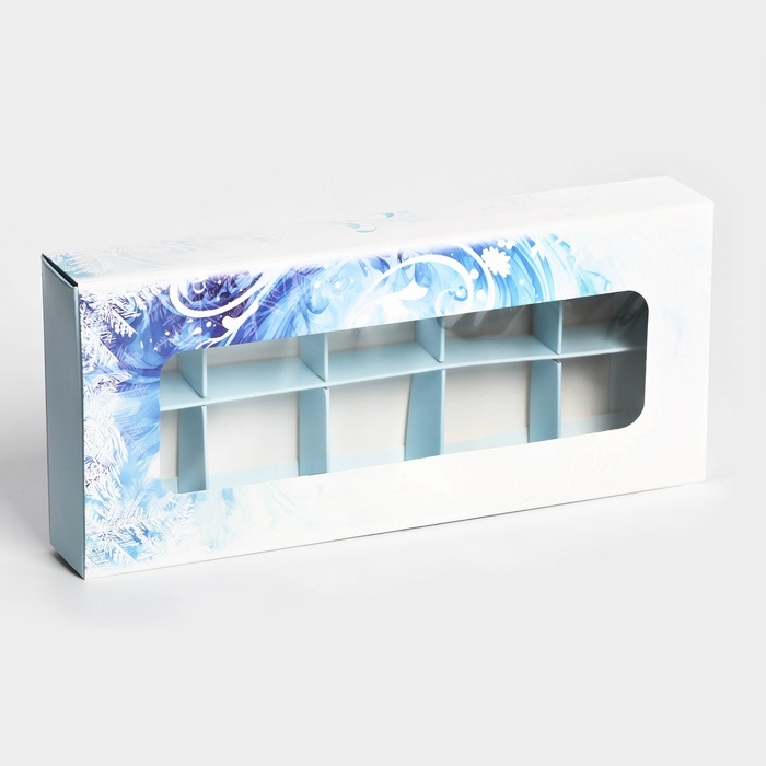 Новый год. Коробка под 10 конфет Новый год. Коробка под 10 конфет "Метель", 9,8 х 22 х 3,5 см, кондитерская упаковка