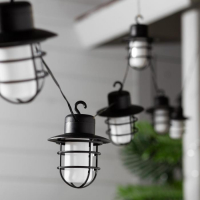 Гирлянда Uniel «Нить» 1.8 м с насадками «Фонарики», IP44, тёмная нить, 72 LED, эффект пламени , 1 режим, солнечная батарея Гирлянда Uniel «Нить» 1.8 м с насадками «Фонарики», IP44, тёмная нить, 72 LED, эффект пламени , 1 режим, солнечная батарея