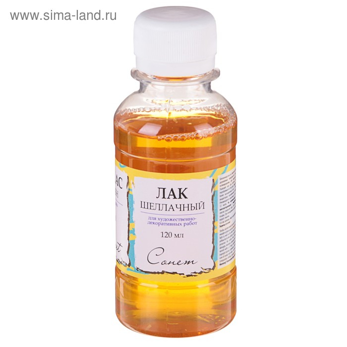 Лак шеллачный (спиртовой) ЗХК "Сонет", 120 мл, для состаривания, 2531520