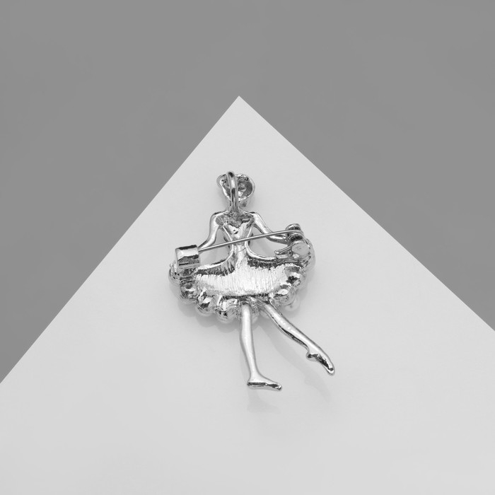 Брошь &laquo;Балеринка&raquo;, цвет бело-сапфировый в серебре