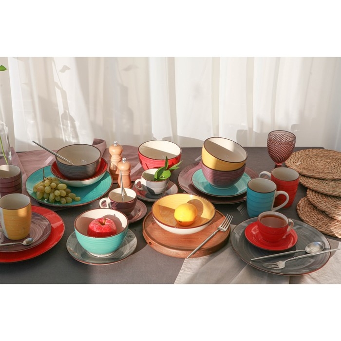 Салатник керамический Доляна &laquo;Морской мир&raquo;, 800 мл, d=14 см, цвет красный