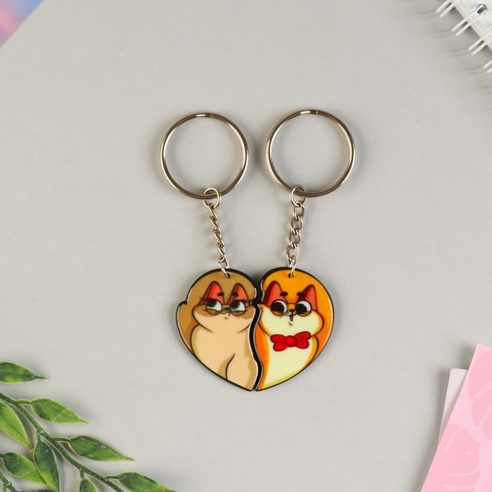 Брелок для ключей парный &laquo;Тому кого очень очень люблю&raquo;, акриловый, 13,3 х 8