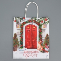 Пакет подарочный новогодний крафтовый «Добро пожаловать», 22 х 25 х 12 см, Новый год Пакет подарочный новогодний крафтовый «Добро пожаловать», 22 х 25 х 12 см, Новый год