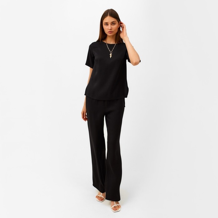 Костюм женский (футболка, брюки) MINAKU: Enjoy цвет чёрный, размер 44 Костюм женский (футболка, брюки) MINAKU: Enjoy цвет чёрный, размер 44
