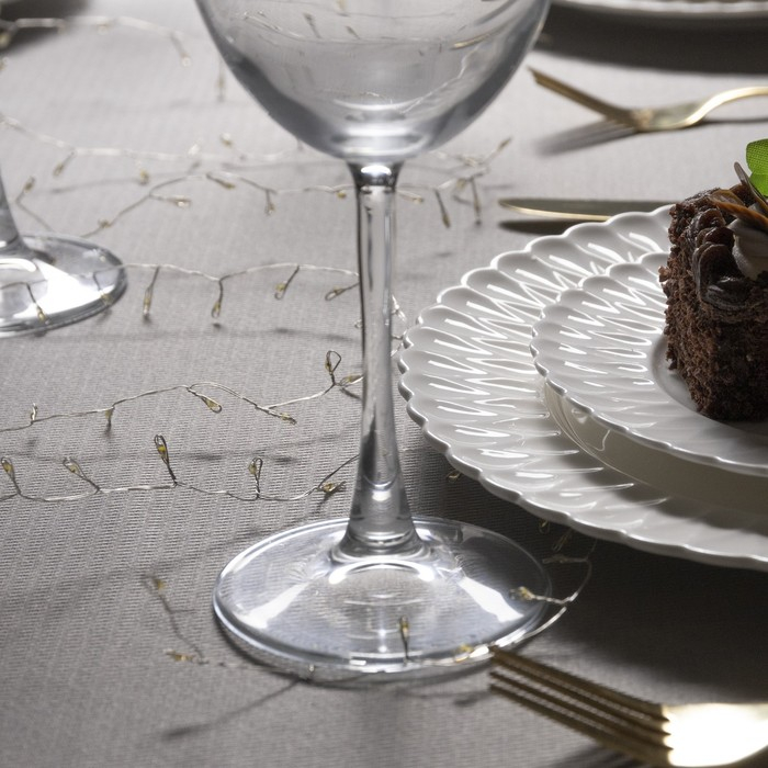 Гирлянда &laquo;Мишура&raquo; 2 м роса, IP20, серебристая нить, 100 LED, свечение тёплое белое, USB