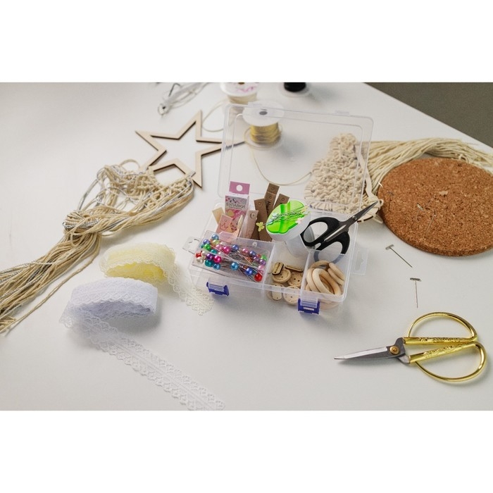 Органайзер для рукоделия, с подвесом, со съёмными ячейками, 8 отделений, 20 &times; 13,5 &times; 4,5 см, цвет прозрачный