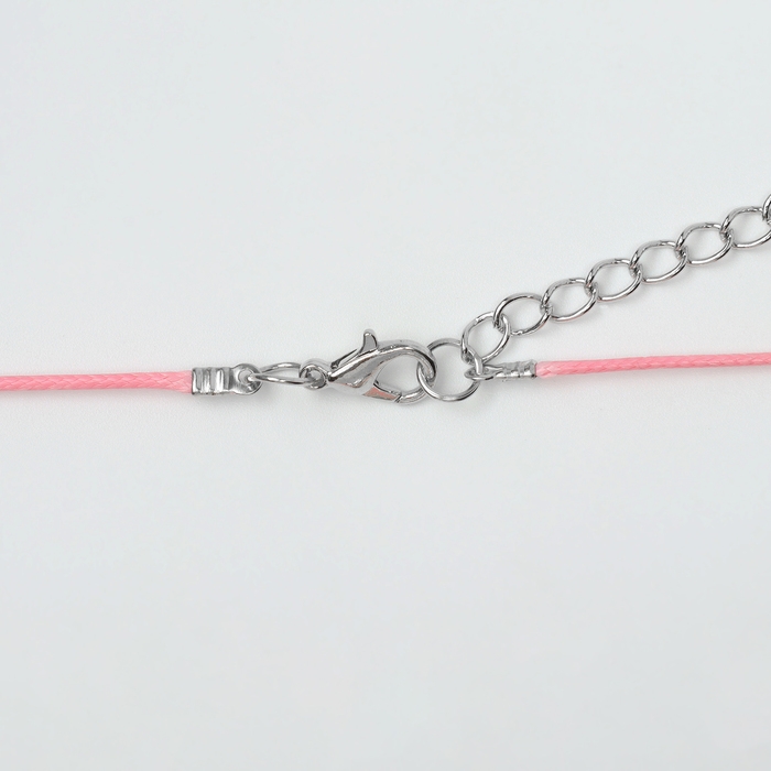 Кулон на шнурке &laquo;Сердце&raquo; объёмное, цвет серебро с розовым, 30+5 см