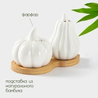 Набор для специй на деревянной подставке BellaTenero &laquo;Витамины&raquo;, 2 предмета: солонка 60 мл, перечница, 60 мл, цвет белый