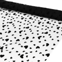 Сетка с флоком &laquo;Сердечки&raquo;, 150 см, 1 &plusmn; 0,2 м, цвет чёрный