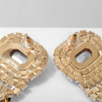 Серьги висячие со стразами &laquo;Бурлеск&raquo; водопад, цветные в золоте,10 см