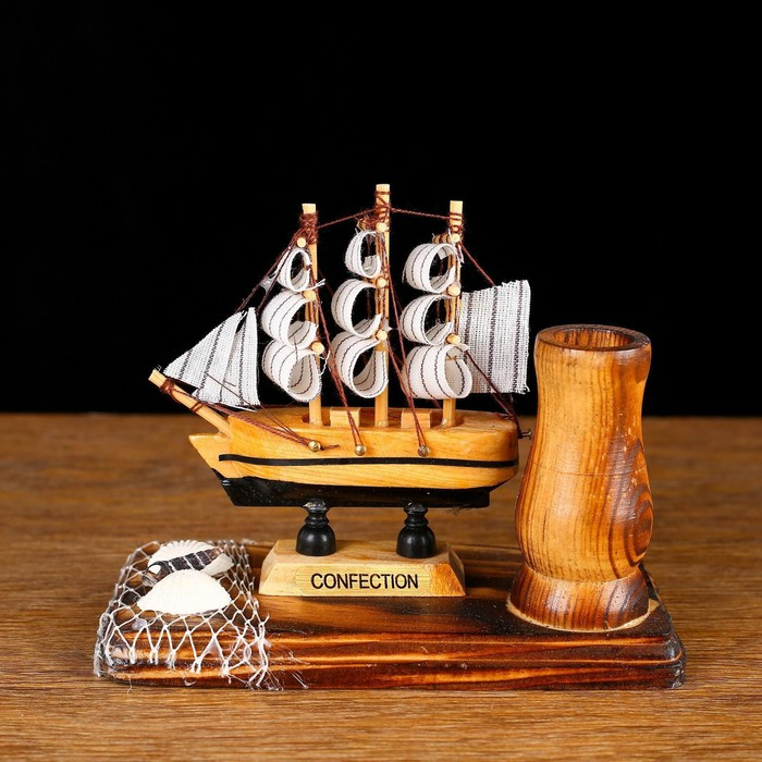 Набор настольный &laquo;Корабль&raquo; с подставкой для ручек, 12 х 13 х 6 см