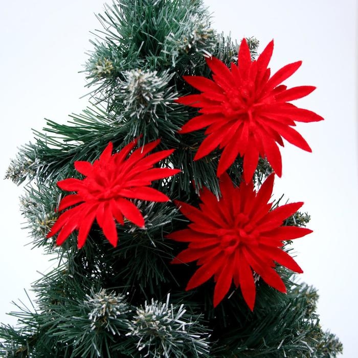 Украшение ёлочное Украшение ёлочное "Астра" (набор 3 шт) 8 см, красный