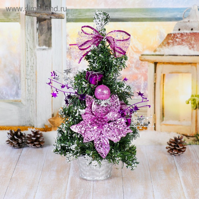 Ёлка декор "Зимний лес" 17х27 см, сиреневый