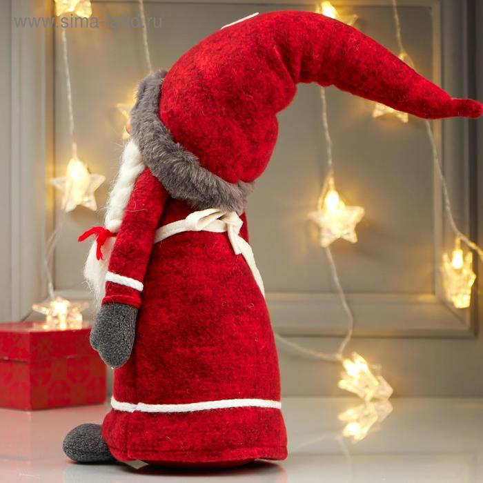 Кукла интерьерная "Бабусечка в красном наряде, с сердечком на переднике" 52х12х18 см