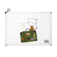 Папка-конверт на молнии формат А4, 180мкр, с рисунком "Звери", МИКС