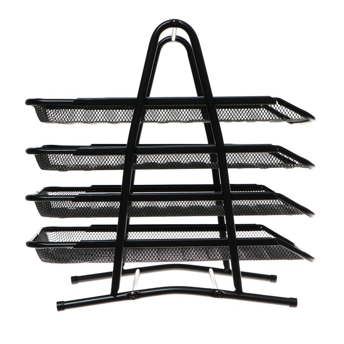 Лоток горизонтальный для бумаг 4 отделения сетка металл, чёрный Лоток горизонтальный для бумаг 4 отделения сетка металл, чёрный