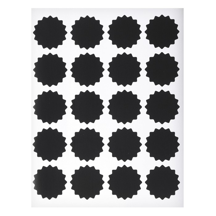 Наклейки водонепроницаемые, набор листов 5 шт., меловой маркер, диаметр 1 наклейки &mdash; 38 мм