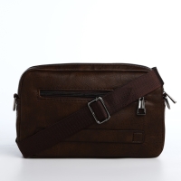 Сумка мужская через плечо, искусственная кожа, цвет коричневый
