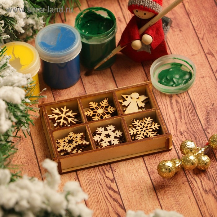 Набор заготовок для творчества &laquo;Снежинки&raquo;, 6 видов, 24 шт, размер 3х3 см