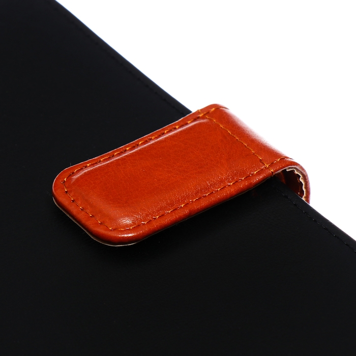 Органайзер на кольцах, А5, 128л, клетка, обл.кожзам, с хлястиком, Бизнес, черный