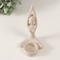 Подсвечник полистоун на 1 свечу "Приветствие солнцу" белый в крапинку 8,7х8,7х16,5 см