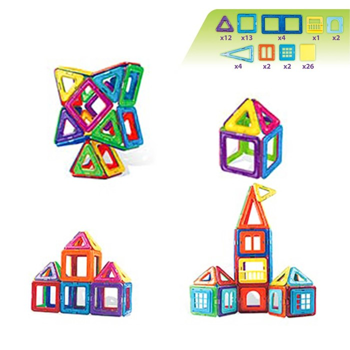 Конструктор магнитный «Цветные магниты», 66 деталей Конструктор магнитный «Цветные магниты», 66 деталей