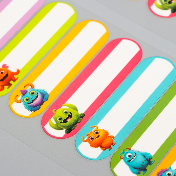 Термобирки для одежды. Набор именных термонаклеек для маркировки детских вещей «Яркие монстрики», 52 шт Термобирки для одежды. Набор именных термонаклеек для маркировки детских вещей «Яркие монстрики», 52 шт