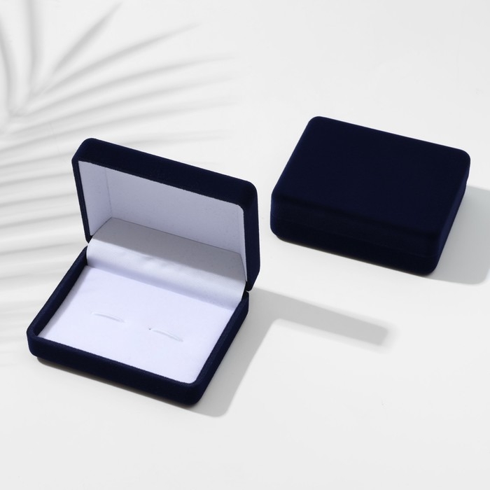 Футляр бархатный под серьги/запонки &laquo;Прямоугольник&raquo; 8&times;6&times;2,5, цвет серо-синий, вставка белая