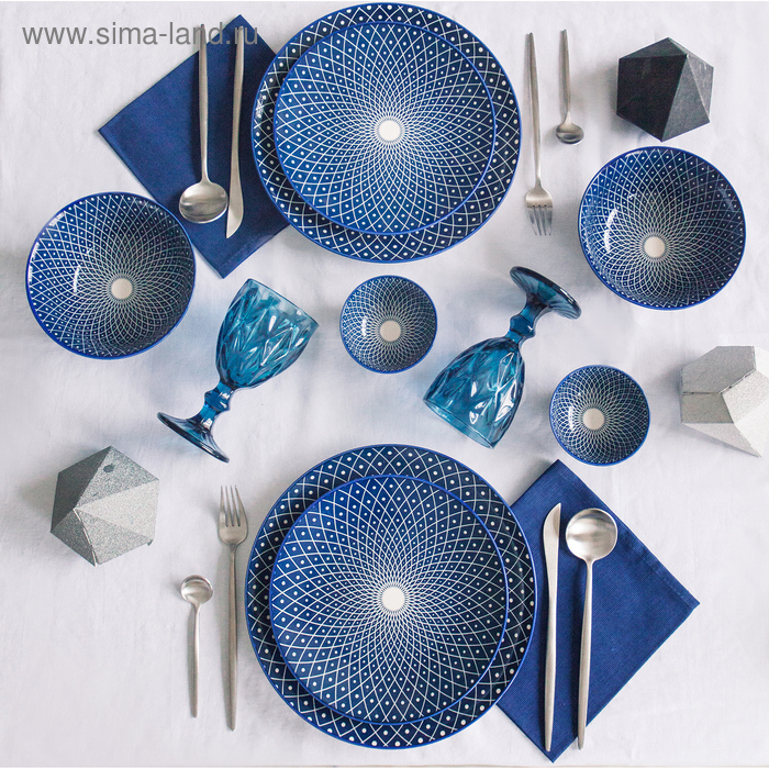 Тарелка керамическая Доляна «Бодом», d=22 см, цвет синий Тарелка керамическая Доляна «Бодом», d=22 см, цвет синий