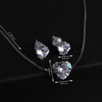 Гарнитур 2 предмета: серьги, кулон &laquo;На леске&raquo; сердечко, цвет белый в серебре, 30 см