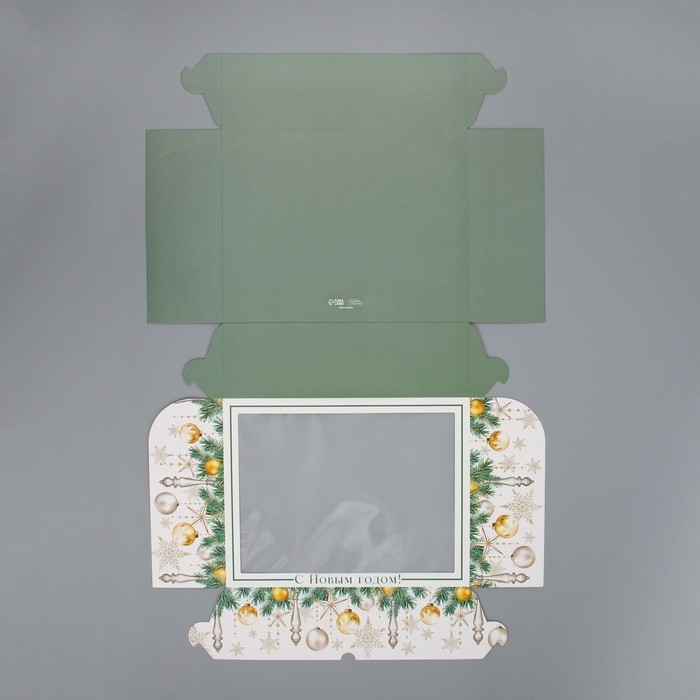 Коробка складная на 12 капкейков с окном &laquo;С Новым годом!&raquo; 32.8 х 25.6 х 10 см, Новый год