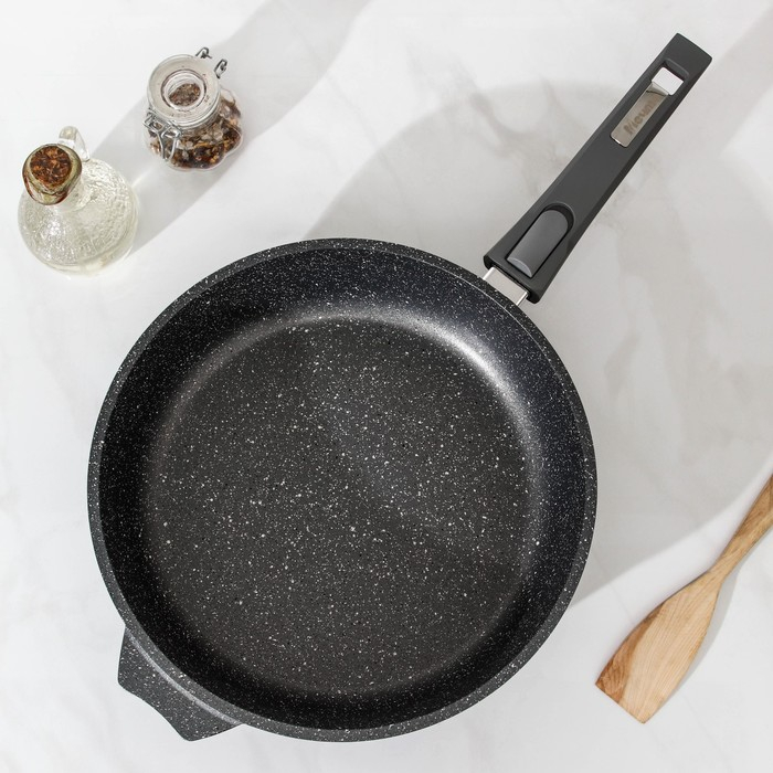 Сковорода &laquo;Гранит&raquo;, d=28 см, съёмная ручка, антипригарное покрытие, цвет серый