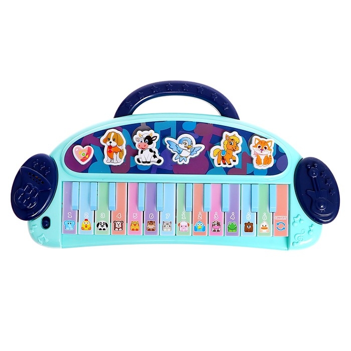 Пианино &laquo;Весёлые зверята&raquo;, звук, цвет голубой