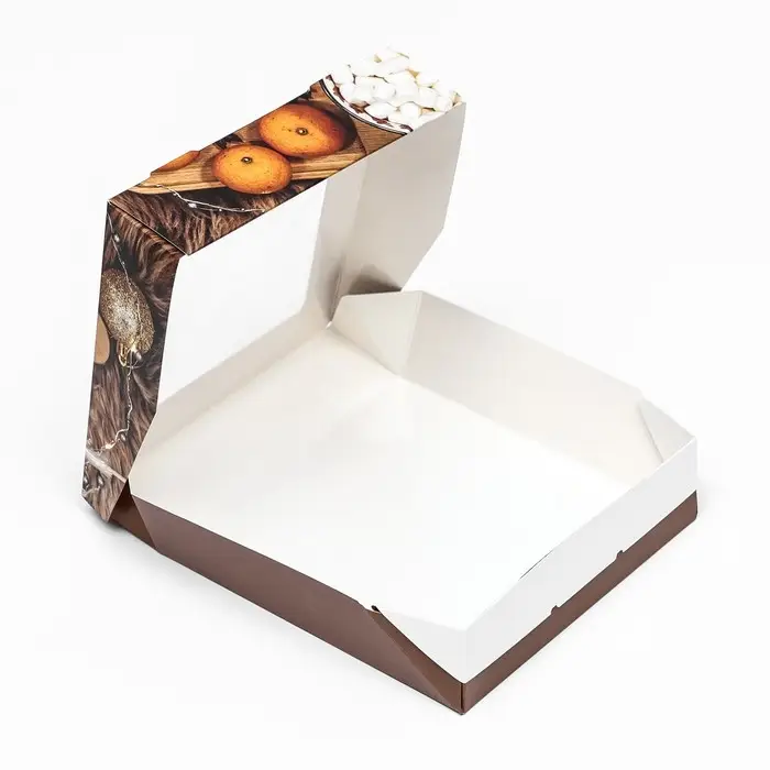 Коробка подарочная новогодняя складная с окном &laquo;Фрукты&raquo;, 15&times;15&times;4 см