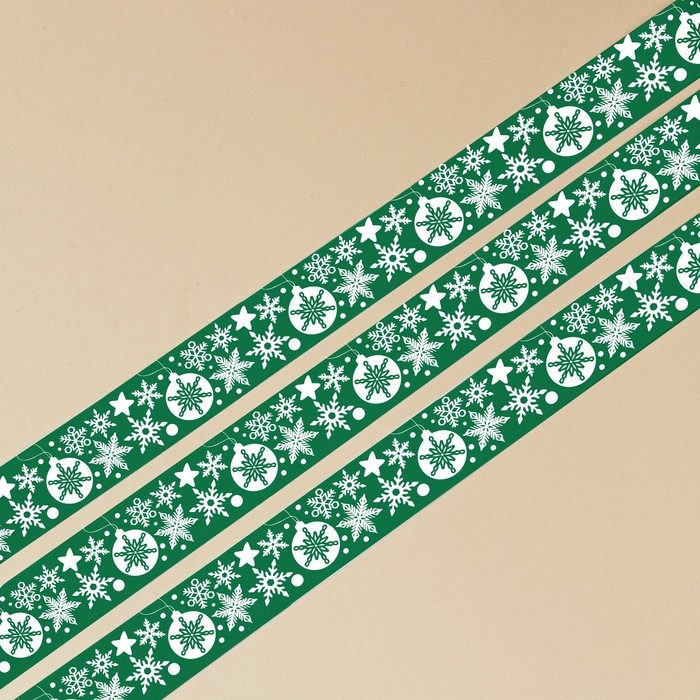 Лента атласная &laquo;Новогодние игрушки&raquo;, 2 см &times; 5 м