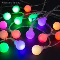 Гирлянда &laquo;Нить&raquo; 3 м с насадками &laquo;Шарики&raquo;, IP20, прозрачная нить, 20 LED, батарейки AAх3 (нет в комплекте), свечение мульти