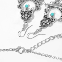 Набор 2 предмета: серьги, колье &laquo;Индия&raquo; флора и фауна, цвет голубой в чернёном серебре, 32 см