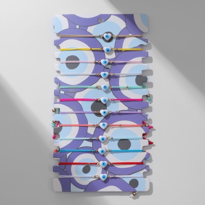 Браслеты-обереги &laquo;Нить желаний&raquo; набор 12 шт., сердце, цветные