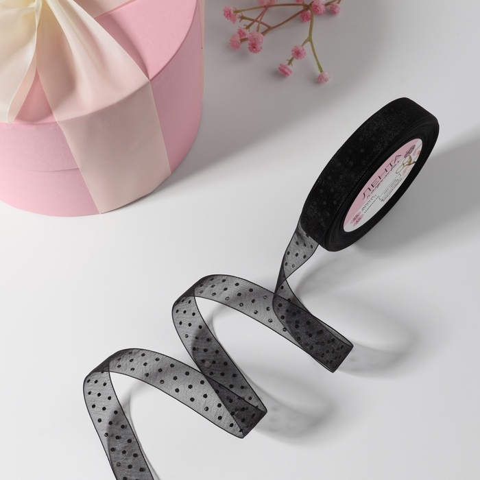 Лента капроновая &laquo;Горох&raquo;, 15 мм, 23 &plusmn; 1 м, цвет чёрный