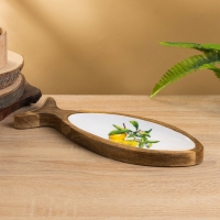 Блюдо в форме рыбки "Лимоны" дерево манго 32х11,5х2 см