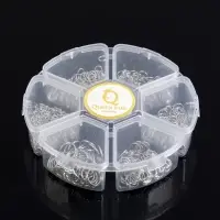 Набор соединительных колец для бижутерии в пластиковом боксе, 6 размеров, цвет серебро