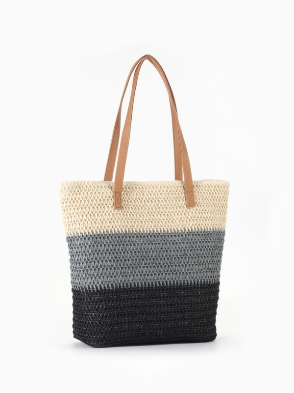 Сумка пляжная Полосы, 47*12*35, отд на молнии, подкладка, беж/серый/черный Сумка пляжная Полосы, 47*12*35, отд на молнии, подкладка, беж/серый/черный