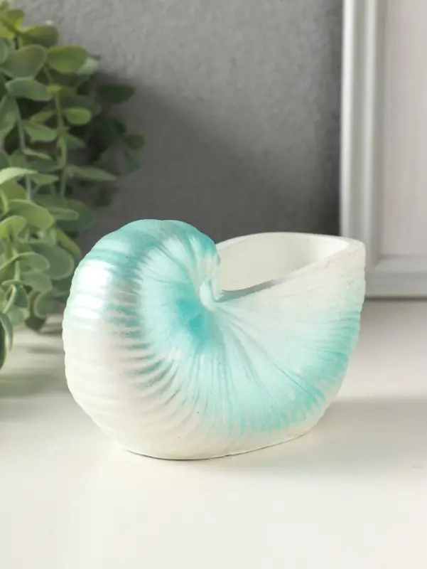 Подставка для мелочей &laquo;Ракушка&raquo; 8&times;12&times;6 см, гипс, голубой перламутр