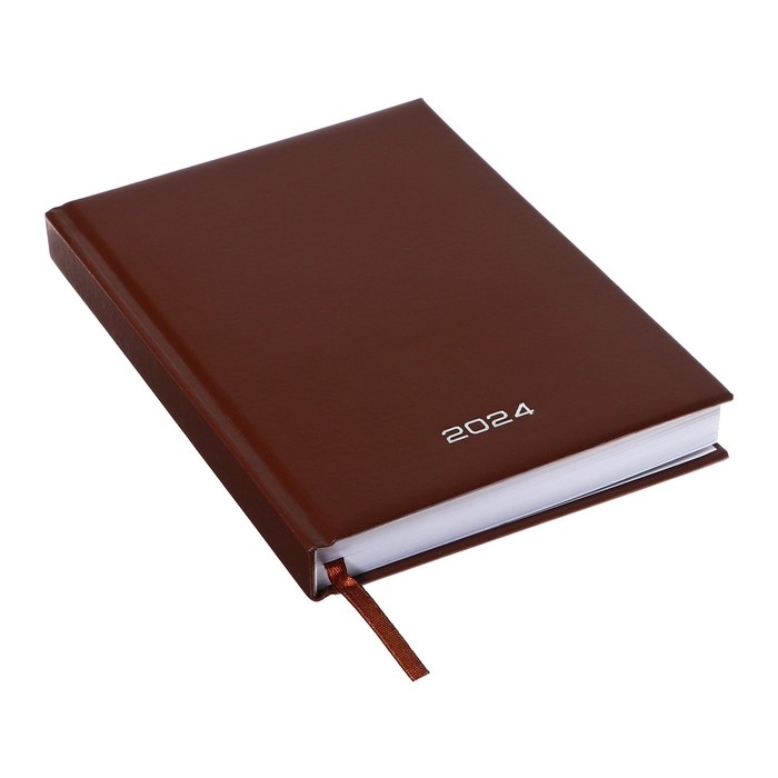 Ежедневник датированный 2024 года, А5, 176 листов, Attomex.Orion, обложка бумвинил, ляссе, блок 70 г/м2, коричневый