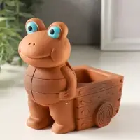 Подставка для мелочей &laquo;Черепаха с тележкой&raquo;, 12&times;10&times;8 см, гипс, охра