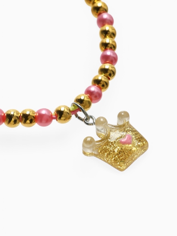 Браслет детский Браслет детский "Выбражулька" на затяжке, корона с бусинами, цветной