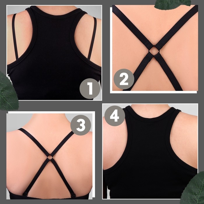 Бретели текстильные, крестообразные, 1 см, цвет чёрный