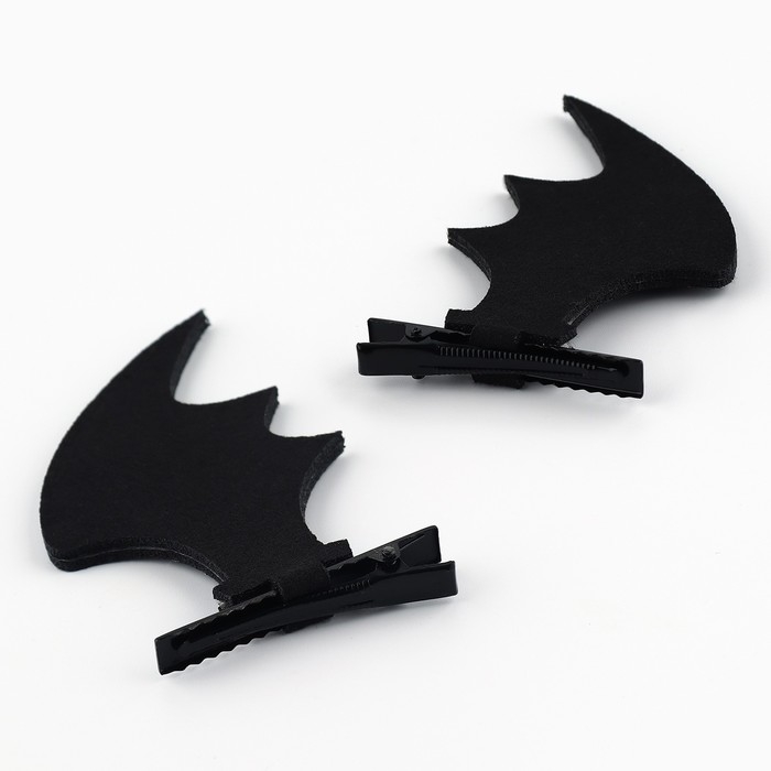 Заколки для волос ушки &laquo;Крылья&raquo;, черные, 2 шт, 11 х 12 см